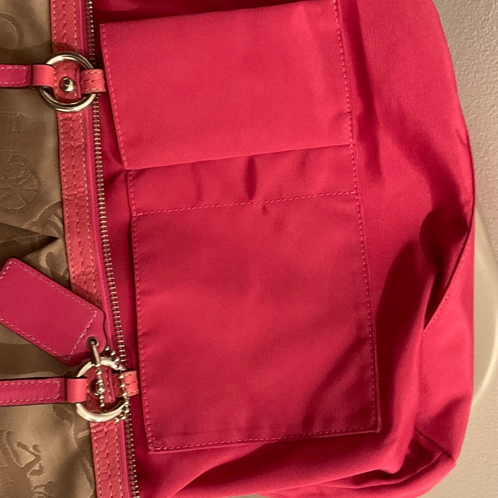 Coach Carriage Tan Tote with Pink Accents - Picture 4 of 10